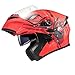 KYPARA Motorcycle Dual Visor Flip up Modular Full Face Helmet with DOT Certification of Impressionism (Red Spider, M)