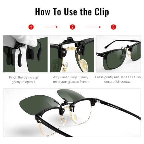 Image of MERRY'S Polarized Clip on Sunglasses Flip Up Metal Clip Attachments for Prescription Glasses