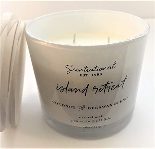 Natural Coconut + Beeswax Scented Candle Island Retreat Xl White Jar With Wooden Lid, 26 Oz. #TOP1