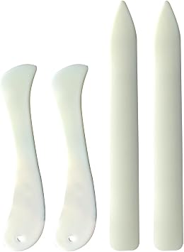 4 Pieces Plastic Bone Folder Paper Folders Set for Scoring, Folding, Polishing, Bookbinding, Leather Crafts, Origami Tools for Card Making, Quilting, Leather Crafts