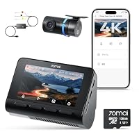 70mai A800SE Dash Cam Car Front Rear 4K UHD & Adjustable Hardwire Kit UP06