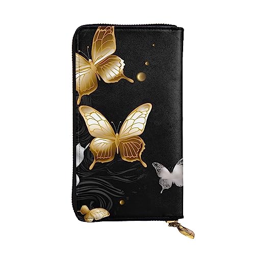 Portefeuille en cuir papillon pour homme et femme grand format noir