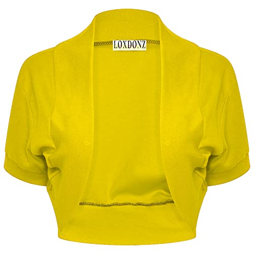 Image of Loxdonz Girl's Short Sleeve Shrug Childrens Kids Cotton Cardigan Bolero Shrug Jacket