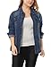uxcell Women's Plus Size Stitching Button Front Washed Denim Jacket 1X Blue