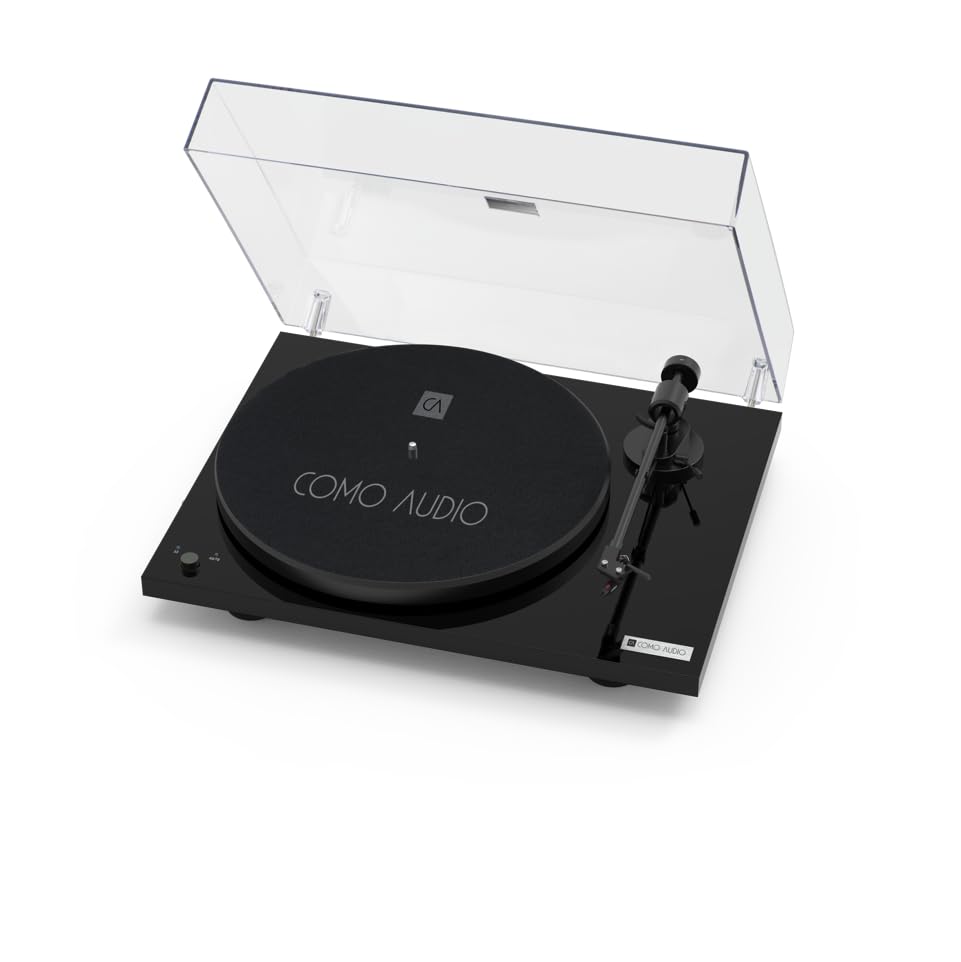 Vinile Entry-Level Giradischi con trasmissione a cinghia, preamplificatore Phono integrato, pickup Ortofon OM5e, 33/45 giri/min, nero lucido, realizzato a mano in Europa