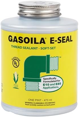 Gasoila Thread Sealant for Ethanol E10 & E85 Applications – Non-Hardening, Non-Toxic, Opaque Dark Green Paste – USA-Made, 1 Pint – Ideal for Pipe Threads, Motors, Fuel Lines & More – Brush in Cap
