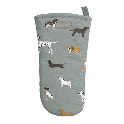 Sophie Allport - Fetch Oven Mitt, 100% Cotton, Single Oven Glove, Machine Washable, Dog Print