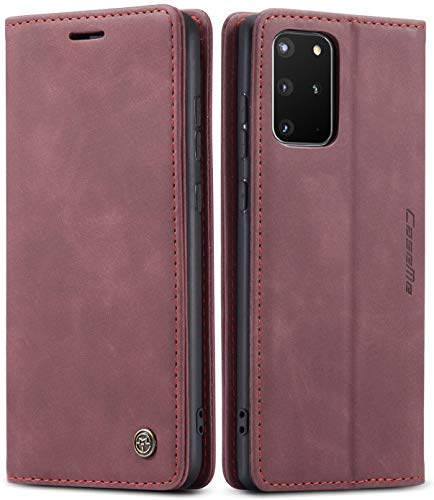 SINIANL Samsung Galaxy S20 Plus Case, Galaxy S20 Plus Leather Case, Vintage Wallet Case Book Folding Flip Case with Kickstand Card Holders Slots Protective Cover for Galaxy S20 Plus / S20+ Wine Red