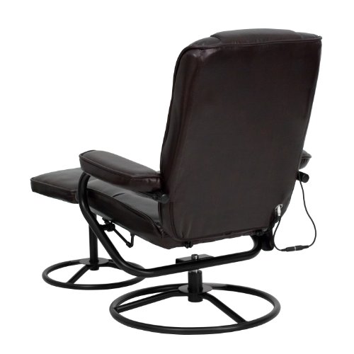 Flash Furniture Massaging Multi-Position Recliner And Ottoman With Metal Bases In Brown Leathersoft #TOP1