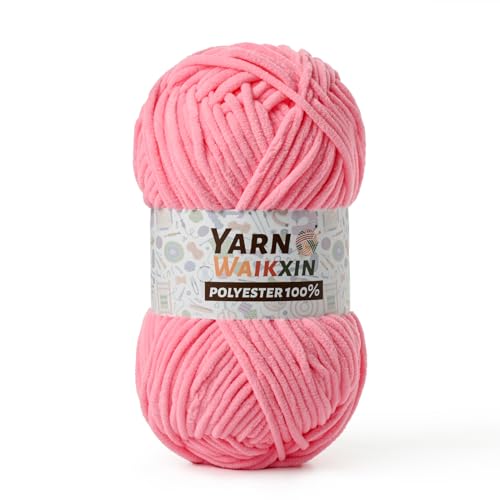 Image of Soft Chenille Yarn for Crocheting, Fluffy Chunky Crochet Yarn for Baby Blanket, (1.76oz /65.6yds) Fuzzy Velvet Yarn for Amigurumi&DIY Puzzle、Crafts、Scarf(Pink)