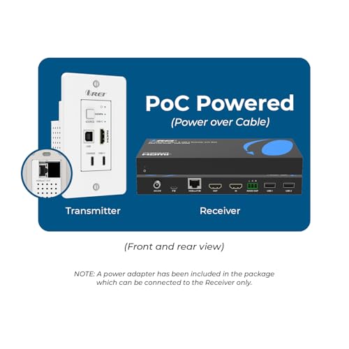 Image of OREI 4K HDBaseT HDMI & USB-C KVM Extender Wall Plate - 330ft Over Cat6, 18Gbps, HDR10, USB 2.0, PoC, Dual Input