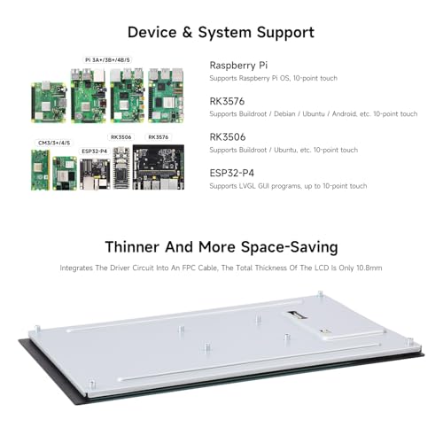Waveshare 10.1inch DSI Capacitive Touch Display, 800x1280, IPS Panel, Optical Bonding Toughened Glass Panel, 10-Point Touch, for Raspberry Pi/RK3576/RK3506/ESP32-P4