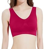 Camisetas sin tirantes para mujer, ajuste holgado, brasier para mujer, con encaje, para entrenamiento, atlético, delgado, sin costuras, camiseta sin mangas 2025, hot pink, L