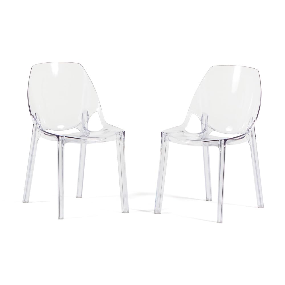 SIEDITI FUORI E DENTRO 2 Sedie in policarbonato trasparente per interni | Sedie Luce per cucina, sala da pranzo, bar e ristoranti. Sedie trasparenti moderne, di design, impilabili, colorate, robuste.