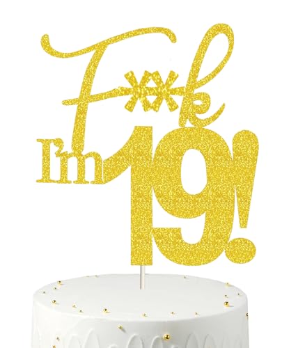 Décorateur Gâteau 19 Or, 19e Anniversaire, 19 Décorations Gâteau