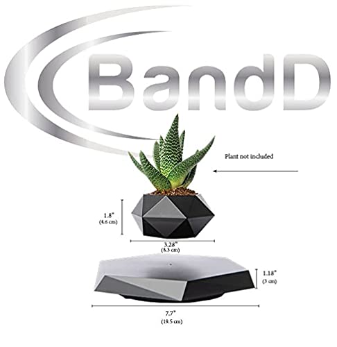 Bandd Floating Plant Pot - For Succulents, Air Bonsai & Air Plants For Home, Office & Desk Decor. Magnetic Levitating Display. (Black) #TOP2
