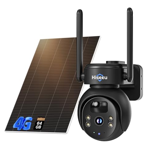 Hiseeu 4G LTE Cellular Security Camera Solar Powered, No