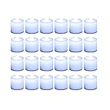 LANKER 24 Pack Flameless Led Tea Lights Candles, Steady Cool White Battery Operated Electronic Fake Candles, Decorations for Christmas, Halloween and Festival Celebration (White)