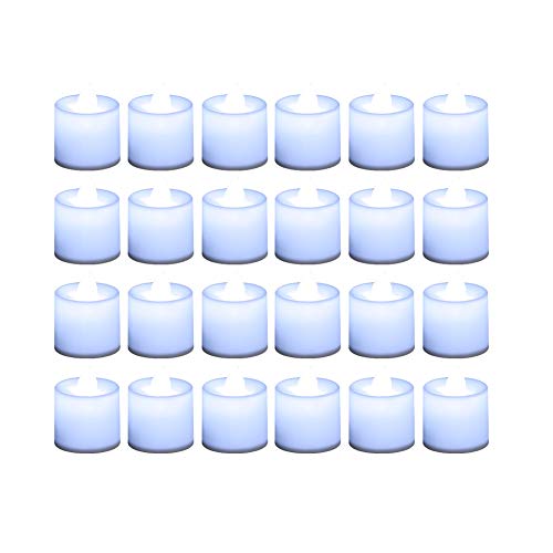 LANKER 24 Pack Flameless Led Tea Lights Candles - Steady Battery Operated Electronic Fake Candles â€“ Decorations for Wedding, Party, Christmas, Halloween and Festival Celebration (White)