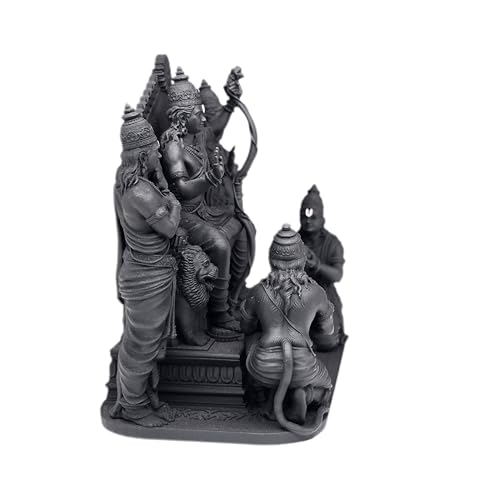 Image of MurtiHome Ram Darbar Idol, Ayodhya Mandir Ramdarbar Murti | 8 cm Tall Small Black Color Figure Made From UV Resin, Crafted by 3D Printer for Car Dashboard, Home, Office, Gift