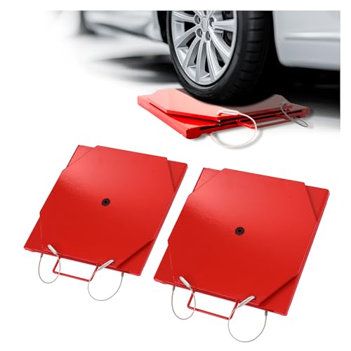 Gelacie 2 Pack Wheel Alignment Turn Plate Steel Passenger Car & Light Truck Alignment Front Turnplate Turntable Set Steel+Plastic Powder Coated Red 9000 LBS