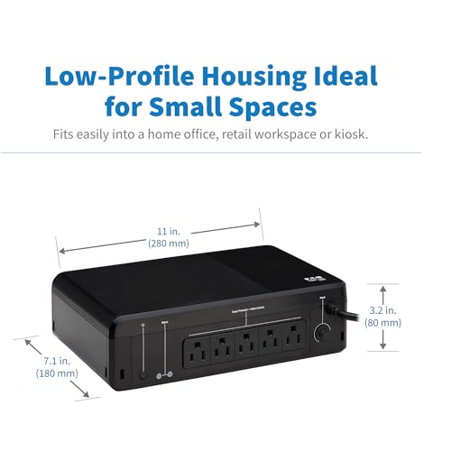 Image of Tripp Lite 850VA UPS Desktop Battery Backup and Surge Protector, 450W, 5 Outlets, Home & Office UPS, Small Form Factor, Wall Mounting Option, 5ft Cord, 3-Year Warranty (BC850R)