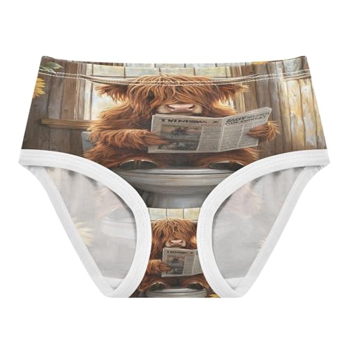 Funny Highland Cow Sitting on Toilet Reading Newspaper Toddler Girls's Underwear 2T 202b8580