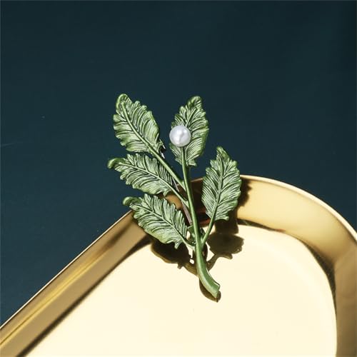 Image of coadipress Gentlemen Gold Silver Leaf Brooches Simple Elegant Retro Double Leaf Collar Pin Brooch Gold Silver Plant Leaves Brooches