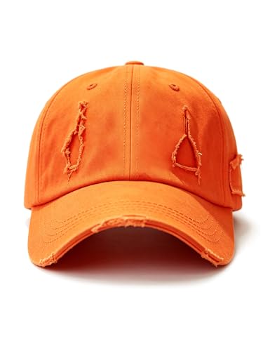 Image of Unisex Ripped Distressed Denim Ring Baseball Cap Hip Hop Vintage Dad Hat Adjustable