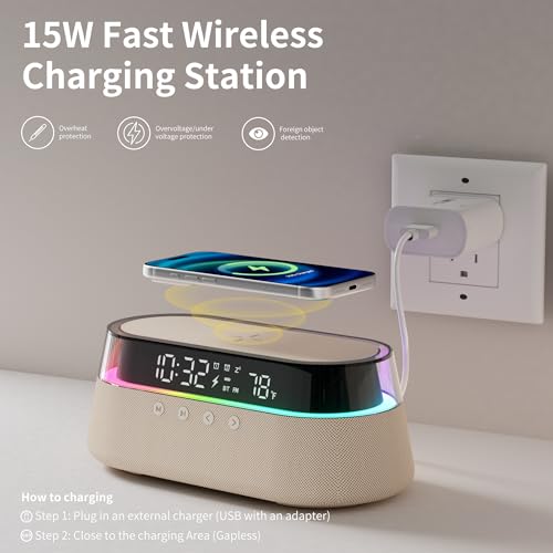 Image of 6-in-1 Bluetooth Speaker Alarm Clock with Remote, 123456