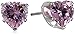 Sterling Silver Pink Cubic Zirconia Heart Stud Earrings