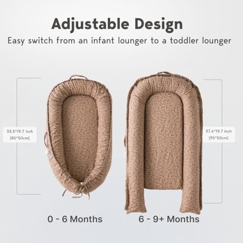 Image of Infant Lounger, Baby Nest Cover for Baby Girls & Boys, Newborn Essentials for Baby 0-12 Months, 100% Cotton Breathable (BrownBlossom Muslin)