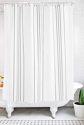 Bathage Modern Stripe Waterproof Fabric Shower Curtain - Dark Grey Striped (Charcoal)