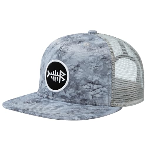 Image of BASSDASH Flat Brim Trucker Cap Adjustable Snapback Hat Mesh Back for Men Women
