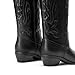 DREAM PAIRS Women's Cowboy Boots Mid Calf Cowgirl Boots Embroidery Stitched Western Boots,Size 8,All Black,DWUMMB2419
