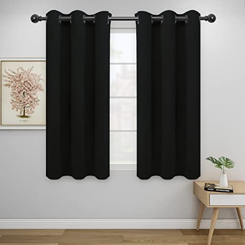 Image of Easy-Going Blackout Curtains for Bedroom, Solid Thermal Insulated Grommet and Noise Reduction Window Drapes, Room Darkening Curtains for Living Room, 2 Panels (42x54 in, Black)