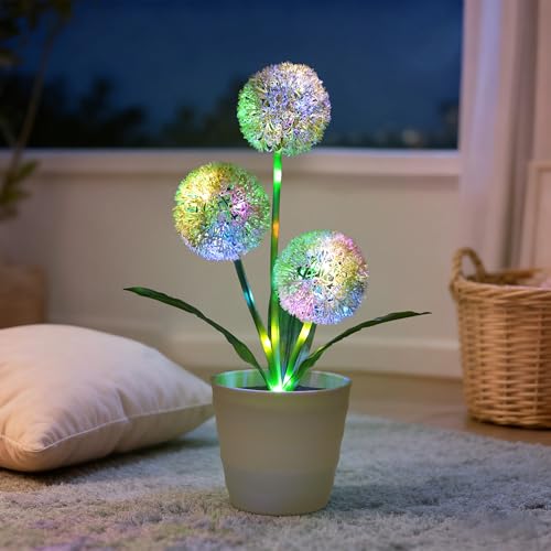 Image of Artificial Green Allium Flower Lamp, Color Changing LED Light for Bedroom Wedding Bar Coffee Shop Decor, Gifts for Women Mom Grandma Girlfriend Friend Birthday Christmas Valentines Mothers Day
