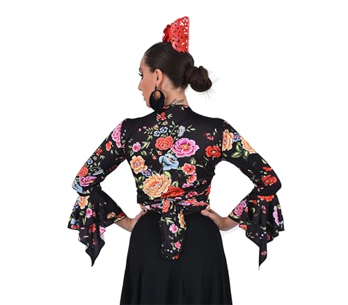 Image of Top-Bolero de Tejido elstico, Cruzado y de Mangas con Volante, Ideal para la Danza Flamenca o Sevillanas
