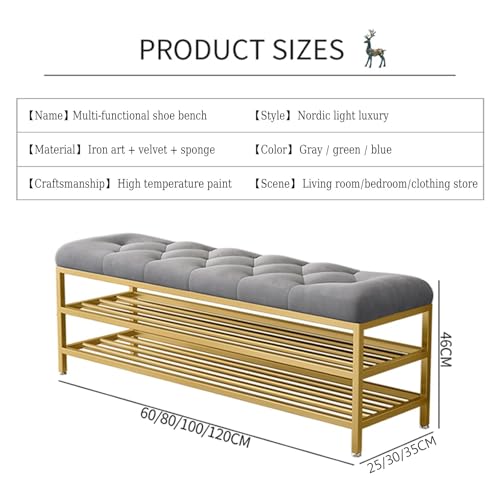 Banc à chaussures gris 120cm avec structure métallique à 3 niveaux