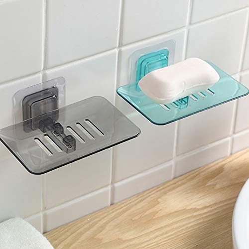 Esspy ABS Plastic Soap Holder for Bathroom - Self-Adhesive Wall-Mounted Soap Case - Essential Bathroom Accessories Items - Durable Bathroom Soap Holder for Wall (Sea Green & Fog Black (Pack of 2)) (B0D8KLNCZV) Amazon Price History, Amazon Price Tracker