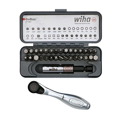 Image of Wiha 74984 32 Piece GoBox Standard Bit Set with Mini Ratchet