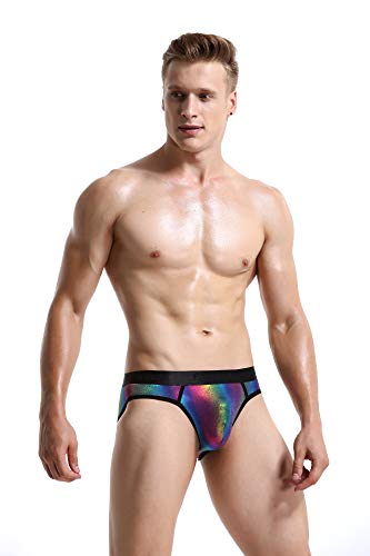 Swbreety Men's Sexy Rainbow Underwear Stretch Bulge Pouch Briefs Underpants2