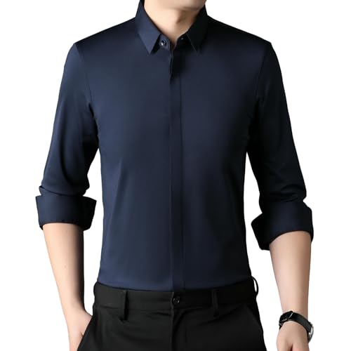 Camisa informal de manga larga antiarrugas con diseño sin costuras