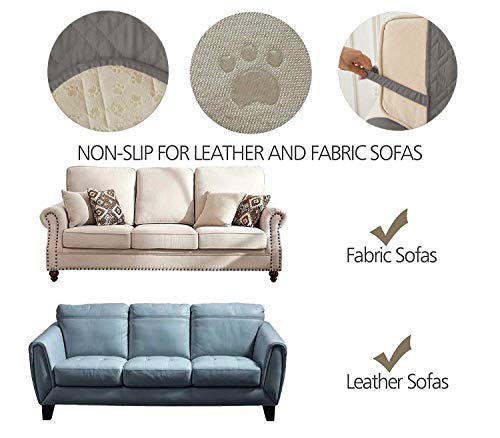 Ameritex Loveseat Cover Water-Resistant Quilted Furniture Protector With Back Nonslip Paws Slipcover For Dogs, Kids, Pets Loveseat Slipcover Stay In Place For Leather (54", Dark Grey) #TOP5