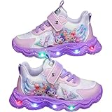 [MsiDtsoy] キッズ スニーカー 女の子 光る靴 LED 合皮 通気性 軽量 滑り止め ソフトソール マジックテープ 片手で着脱 秋冬 普段履き 通園 通学 14.5–20.5cm (18.0 cm,パープル) [並行輸入品]