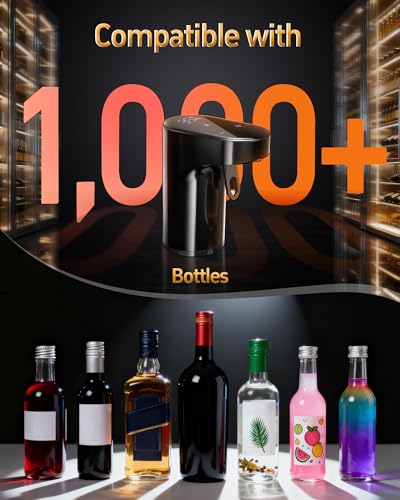 Image of 5 in 1 Wine Aerator Whiskey Dispenser,Liquor Decanter, Alcohol Pourer-Black | World Cup Party Essential | 1-Second Aeration | Easy Tap-to-Pour | 1-999ml Precision | USB-C Rechargeable | Smart&Automatic