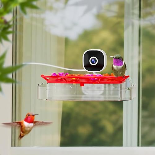 Freeseason Smart Window Hummingbird Feeder with Camera & AI, 2K HD Live View, Ant Moat & Secure Suction Mount - The Ultimate Gift for Humming Bird Lovers