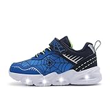 Amzounoy Little Boys Light up Sneakers Lightweight LED Flashing mesh Walking Sneakers for Little Kids Size 12 Blue.
