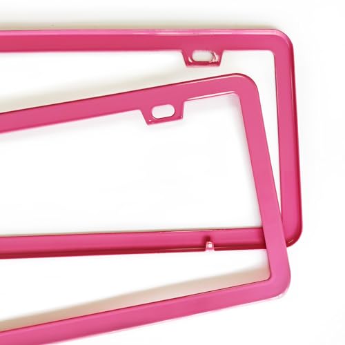Image of Pink License Plate Frame 2 Packs Aluminum Metal License Plate Holder for Car Universal Fit for Women