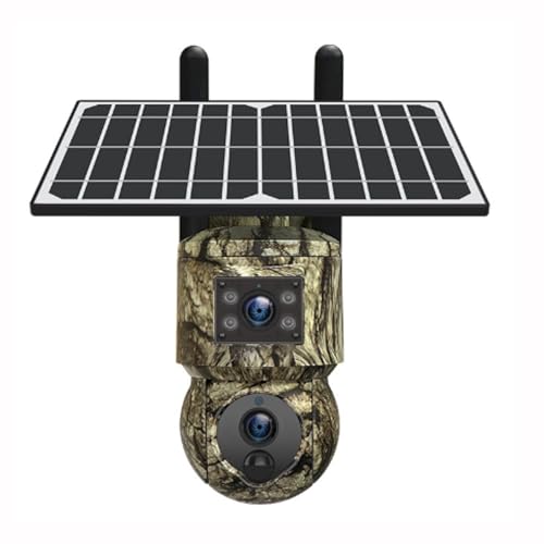 Cámara de rastreo solar 4G de 6 MP, cámara de rastreo PTZ con camuflaje for exteriores, WIFI, con tarjetas SD y SIM, rotación de 360°, transmisión en vivo y acceso remoto, color día y noche, resistent